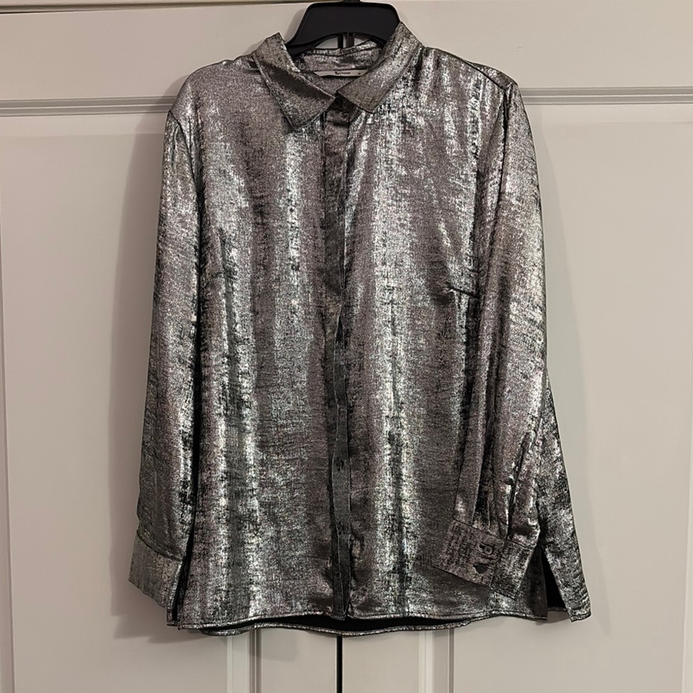 Shimmery Silver Blouse with Long Sleeves
UK 🇬🇧 size 18 - USA 🇺🇸 size 20